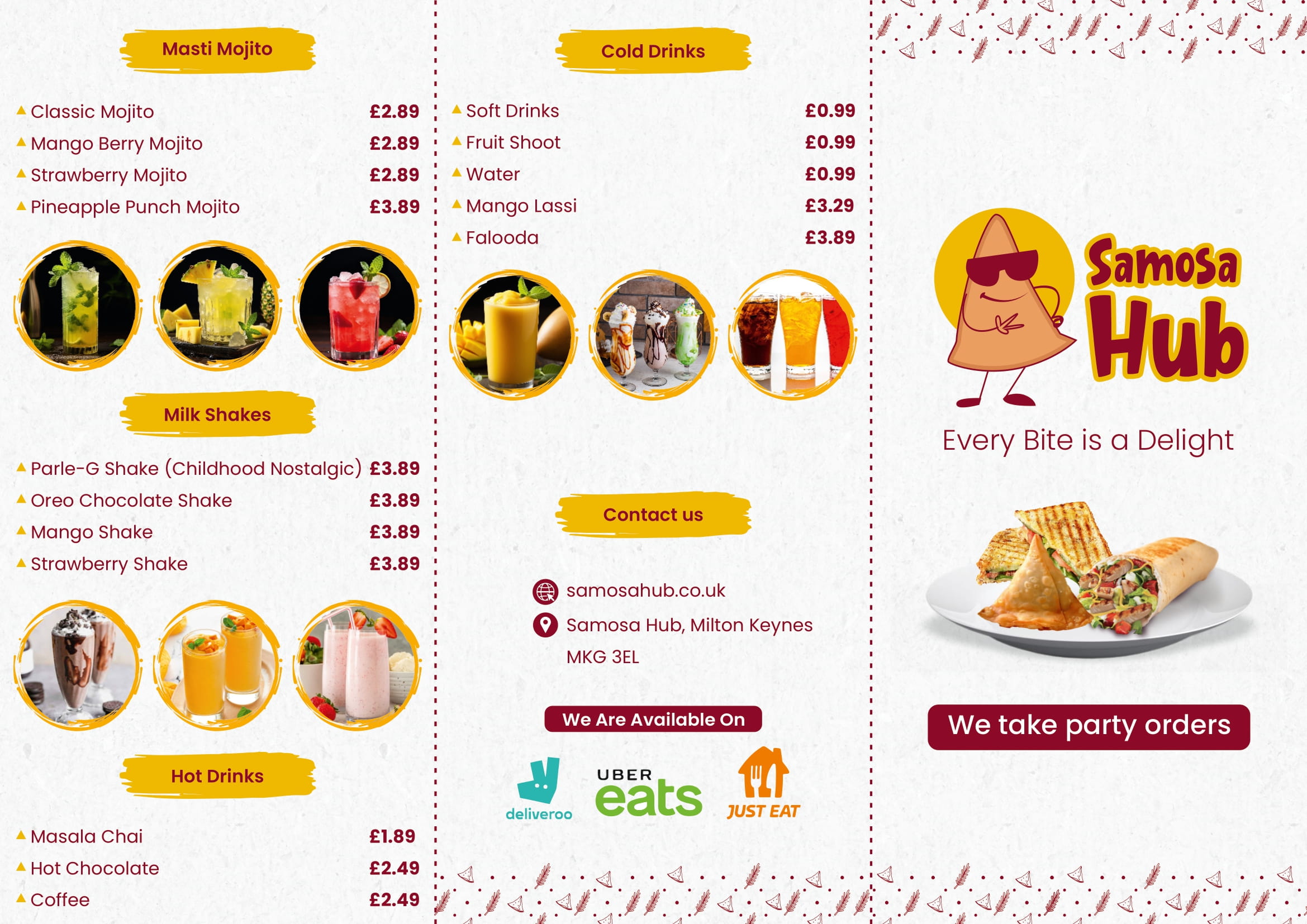 Samosa Hub Menu - Page 1